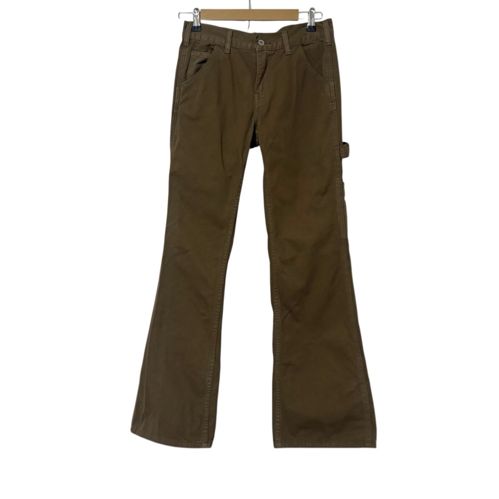 Brandy Melville John Galt Size Small Olive Green Cargo Flare Leg Jeans Utility - Picture 1 of 6